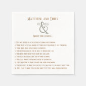 Trendy koppel feiten inspirativiteit bruiloft serv servet (Voorkant)