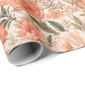 Trendy Koraal en Perzik Bloemkunst Cadeaupapier (Rol Hoek)