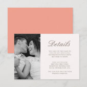 Trendy koraal en perzik blush bruiloft details fot informatiekaartje (Voorkant / Achterkant)