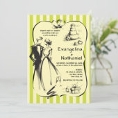 Trendy Krabbel Strepen Whimsical Doodle Bruiloft Kaart (Staand voorkant)
