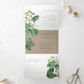 TRENDY KRAFT BERRY LEAFY FOLIAGE GREENERY WEDDING DRIELUIK UITNODIGING (Binnen)