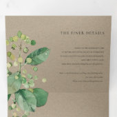 TRENDY KRAFT BERRY LEAFY FOLIAGE GREENERY WEDDING DRIELUIK UITNODIGING (Binnenzijde eerst)