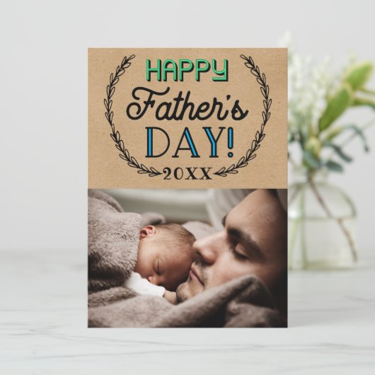 Trendy Kraft Custom Photo Vaderdag Kaart (Staand voorkant)