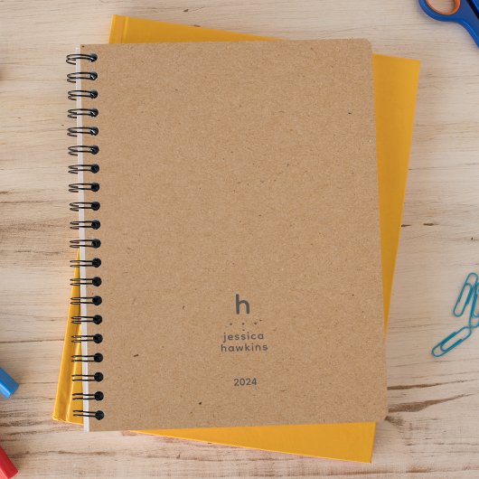 Trendy Kraft Modern Monogram Weekly Planner