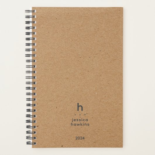 Trendy Kraft Modern Monogram Weekly Planner (Voorkant)