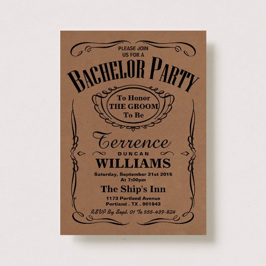 Trendy Kraft Typography Bachelor Party Kaart