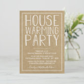 Trendy Kraft Typography Housewarming Party Kaart (Staand voorkant)