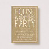 Trendy Kraft Typography Housewarming Party Kaart