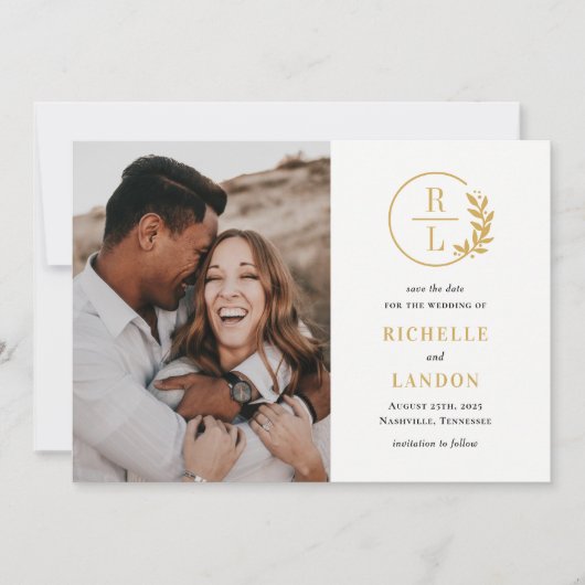 Trendy Krans Bewerkbare Kleur Save The Date Kaart (Voorkant)