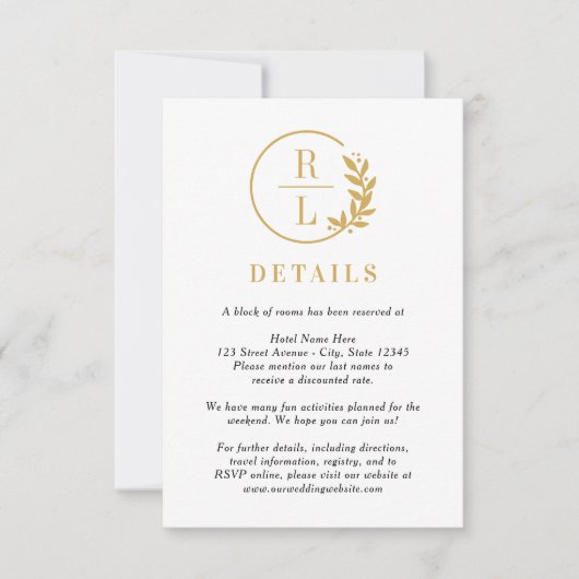 Trendy Krans BEWERKBARE KLEUR Trouwdetails Kaart (Voorkant)