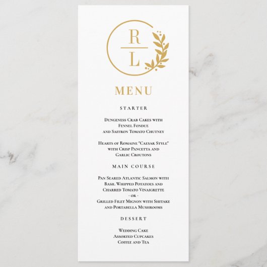 Trendy Krans BEWERKBARE KLEUR Wedding Menu Kaart (Voorkant)