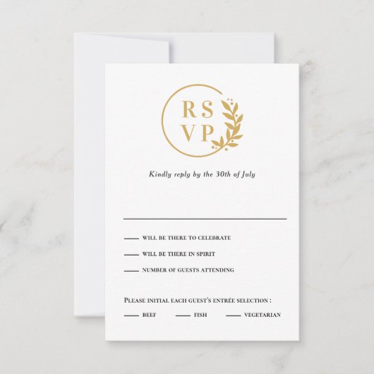 Trendy Krans BEWERKBARE KLEUR Wedding RSVP Kaart (Voorkant)