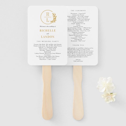 Trendy Krans EDITABLE KLEUR Trouwprogramma Fan Handwaaier (Voorkant en achterkant)