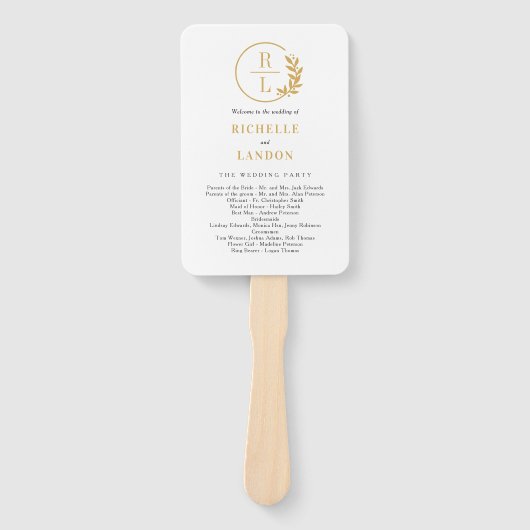 Trendy Krans EDITABLE KLEUR Trouwprogramma Fan Handwaaier (Voorkant)