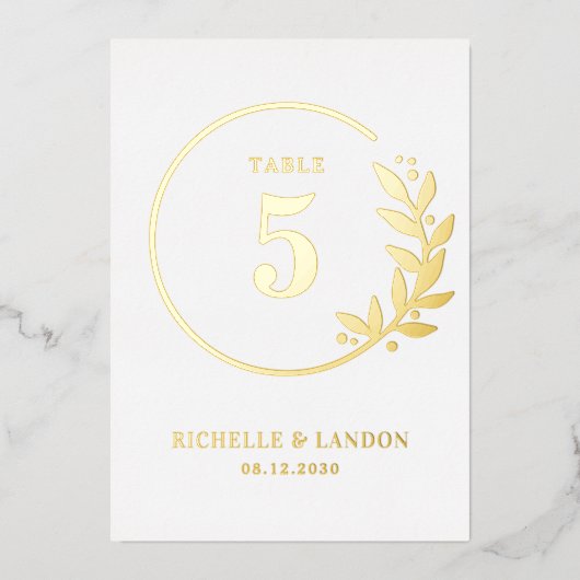 Trendy Krans FOLIE Bewerkbare Kleur Tabel Nummer Uitnodiging (Voorkant)