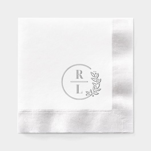 Trendy Krans Trouwen Logo Monogram Folie Servetten (Voorkant)