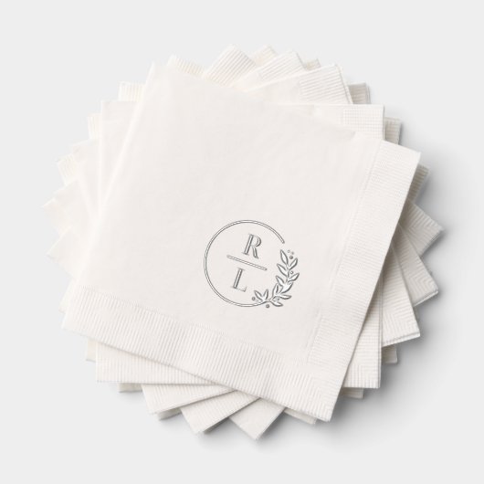 Trendy Krans Trouwen Logo Monogram Folie Servetten (Insitu (Gestapeld))