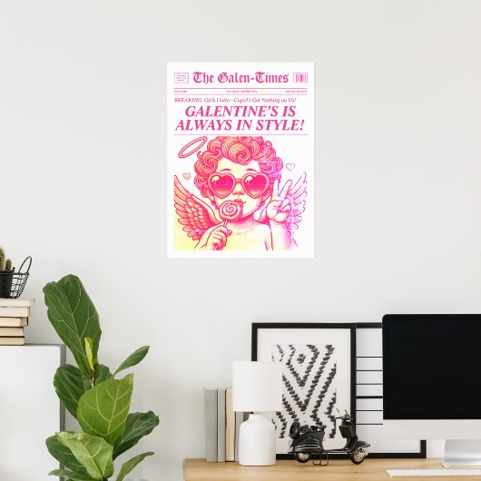 Trendy krant Art Print, Aangepaste Valentijnscadea Poster (Thuiskantoor)