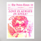 Trendy krant Art Print, Roze Cupido Wall Art Poster (Voorkant)