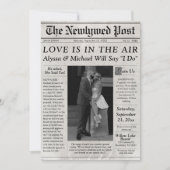 Trendy krant bruiloft uitnodiging foto tijdlijn (Voorkant)