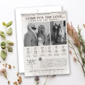 Trendy krant bruiloft uitnodiging foto tijdlijn