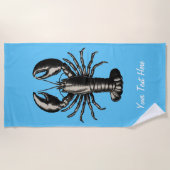 Trendy kreeft gepersonaliseerd blauw strandlaken (Voorkant)