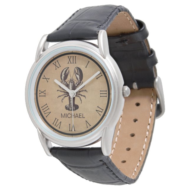 Trendy  kreeft gepersonaliseerd horloge bruin (Gekanteld)