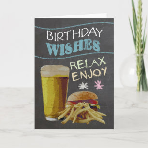 Trendy krijtbord effect, met bier, burger kaart
