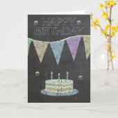 Trendy krijtbord effect, met taart kaart (Gele Bloem)