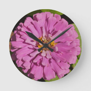 Trendy kussen met paarse Zinnia Ronde Klok
