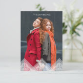 Trendy Lace Lesbian Gay Wedding Photo Instant Kaart (Staand voorkant)