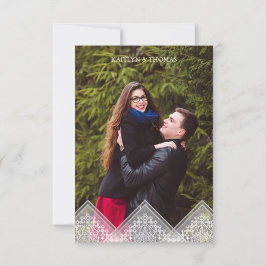 Trendy Lace Transparency Wedding Photo Instant Kaart (Voorkant)