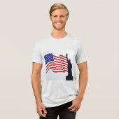 Trendy Lady Liberty en Amerikaanse vlag Tri-Blend Shirt (Voorkant volledig)