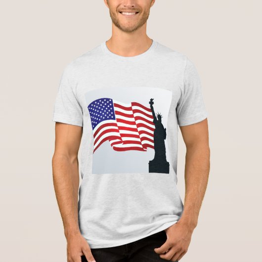 Trendy Lady Liberty en Amerikaanse vlag Tri-Blend Shirt (Voorkant)