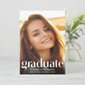 Trendy Large Typography Photo Graduation Party Kaart (Staand voorkant)