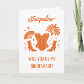 Trendy Las Vegas Showgirl Bridesmaid Proposal Kaart (Voorkant)
