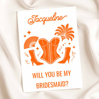 Trendy Las Vegas Showgirl Bridesmaid Proposal Kaart