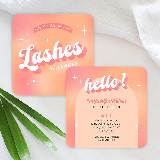 Trendy Lashes Groovy Retro Girly Lash Extensions Vierkante Visitekaartje