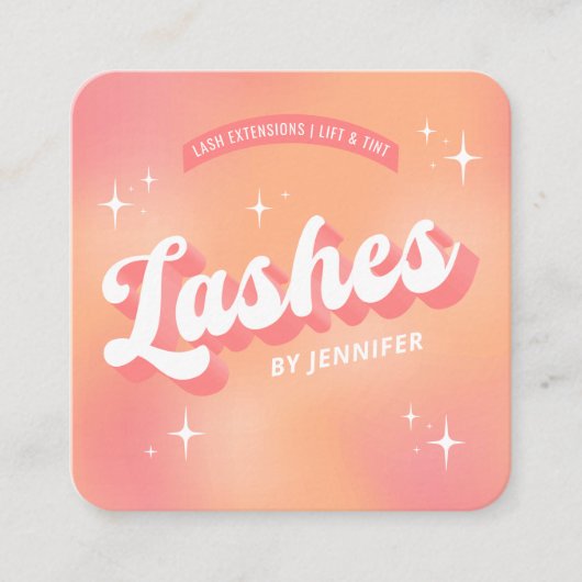 Trendy Lashes Groovy Retro Girly Lash Extensions Vierkante Visitekaartje (Voorkant)