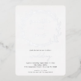 Trendy Laurel Leaf Qr Code Script Weddenschap Real Folie Uitnodiging