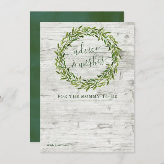 Trendy Laurel Wreath Greenery Baby shower Advieskaart (Voorkant / Achterkant)