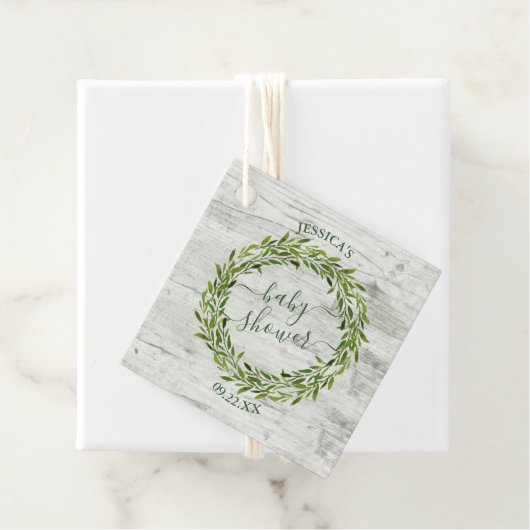 Trendy Laurel Wreath Greenery Baby shower Bedankjes Labels (In situ)