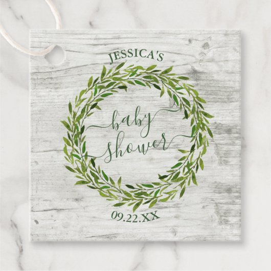 Trendy Laurel Wreath Greenery Baby shower Bedankjes Labels (Voorkant)
