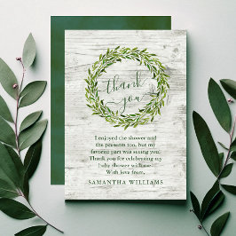 Trendy Laurel Wreath Greenery Baby shower Bedankkaart
