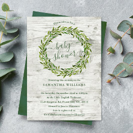 Trendy Laurel Wreath Greenery Baby shower Kaart