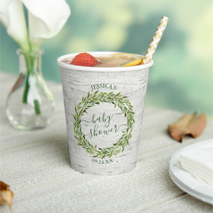 Trendy Laurel Wreath Greenery Baby shower Papieren Bekers
