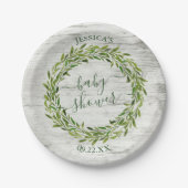 Trendy Laurel Wreath Greenery Baby shower Papieren Bordje (Voorkant)