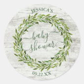 Trendy Laurel Wreath Greenery Baby shower Ronde Sticker (Voorkant)