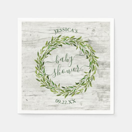 Trendy Laurel Wreath Greenery Baby shower Servet (Voorkant)