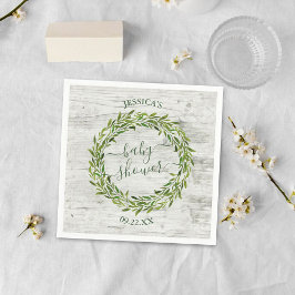 Trendy Laurel Wreath Greenery Baby shower Servet